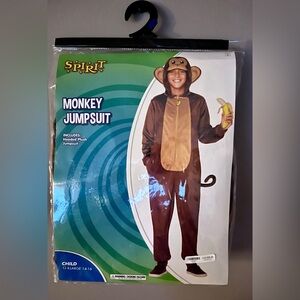 Spirit Monkey Jumpsuit Costume | Child XL 14–16 | Plush Hooded